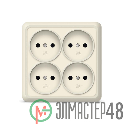 Розетка 4-м ОП Олимп без заземл. квадрат беж. UNIVersal 1170