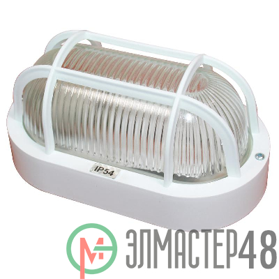 Светильник "Банник" 1402 Овал малый НПП 03-60-022 IP54 с решеткой бел. пласт. ГИ Элетех 1005500884