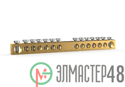 Шина PEN "земля-ноль" 6х9мм 14 отвер. латунь TOKOV ELECTRIC TKE-BCB-69-14-N/PEN