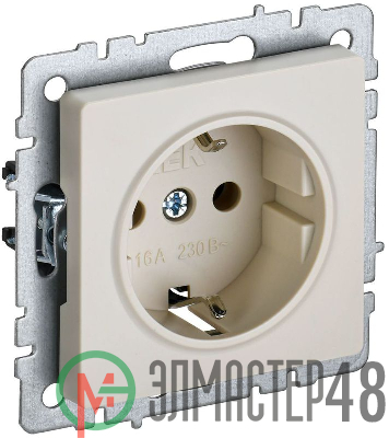 Розетка BRITE РС11-1-0-БрКр 16А с заземл. без защ. шторки беж. IEK BR-R11-16-K10