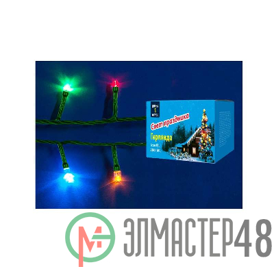 Гирлянда UDL-S0500-050/DGA MULTI IP20 MINI с контроллером 5м 50 миниламп накаливания свет разноцветный провод зел. Uniel UL-00002389