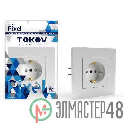 Розетка 1-м СП Pixel 16А IP20 с заземл. защ. шторки в сборе бел. TOKOV ELECTRIC TKE-PX-R1FZSF-C01