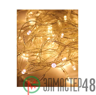 Гирлянда 8.8м (7.3+1.5) 80LED бел. прозр. провод 8 режимов мигания IP20 тепл. бел. Космос KOC_GIR80LED_W