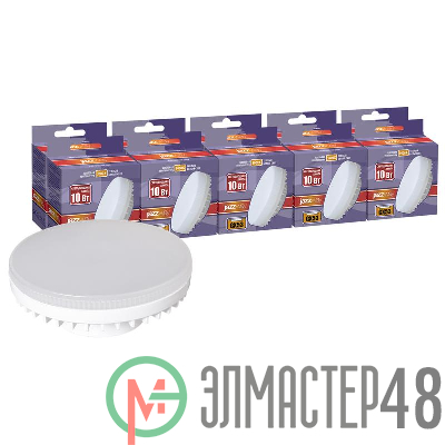 Лампа светодиодная PLED-GX53 10Вт 3000К тепл. бел. GX53 800лм 230В 50Гц (эквивалент ЛОН 75Вт) (уп.10шт) JazzWay 1029324