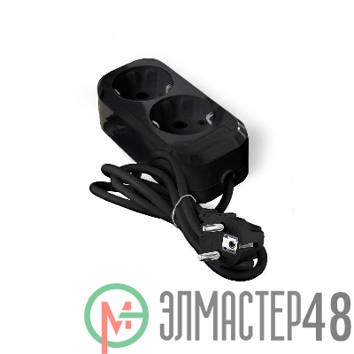 Удлинитель 2х2м с заземл. 16А IP20 Е-302 ПВС 3х1 АБС-пластик черн. UNIVersal 2175