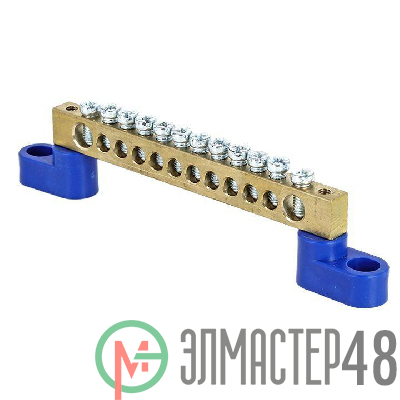 Шина нулевая N 6х9 12 отвер. латунь 2 син. угловых изолятора PROxima EKF sn0-63-12-2