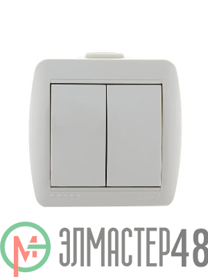Выключатель 2-кл. ОП Ната 10А IP20 бел. LEZARD 710-0200-101