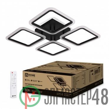 Светильник светодиодный ELEGANT ARIS-B 60Вт 230В 3000-6500К 4700лм 450х450х75мм с пультом ДУ черн. IN HOME 4690612043357