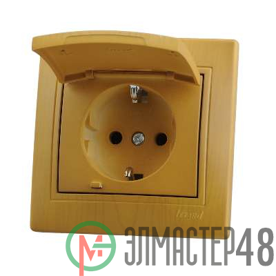 Розетка 1-м СП Mira 16А IP20 с заземл. с защ. крышкой керамика ольха LEZARD 701-0701-123