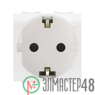 Розетка 1-м СП Brava 2мод. защ. шторки с заземл. бел. DKC 76482B
