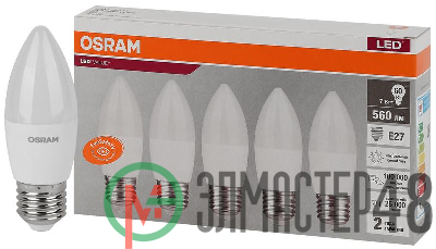 Лампа светодиодная LED Value LVCLB60 7SW/840 230В E27 2х5 RU (уп.5шт) OSRAM 4058075578043