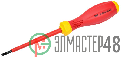 Отвертка диэлектрическая шлицевая SL4.0х100 K3 1000В ARMA2L 3 IEK A2L3-SC30-K3-SL-40-100