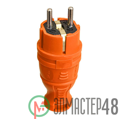 Вилка прямая с заземл. IP44 каучук оранж. TOKOV TKE-C10-KV-Z
