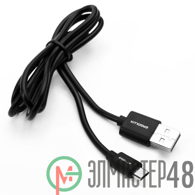 Кабель USB ELX-CDC01P-C02 ПРОМО USB Micro USB 2А 1м зарядка+передача данных пакет черн. ERGOLUX 15088