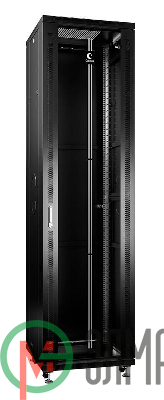 Шкаф монтажный телекоммуникационный напольный SH-05C-47U60/100-BK 19дюйм для распред. и серверн. оборудования 47U 600х1000х2277мм передн. стеклян. и задн. сплошн. метал. двери ручка с замком черн. (RAL 9004) Cabeus 8546c