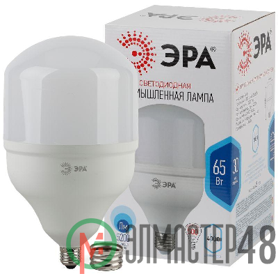 Лампа светодиодная высокомощная STD LED POWER T160-65W-4000-E27/E40 65Вт T160 колокол 4000К нейтр. бел. E27/E40 (переходник в компл.) 5200лм Эра Б0027923