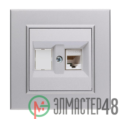 Розетка компьютерная+гнездо СП Karea 16А IP20 CAT 5 сереб. Makel 56065035