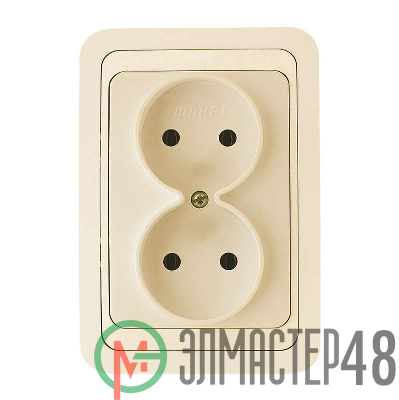 Розетка 2-м СП Mimoza 16А IP20 без заземл. крем/крем. Makel 25017