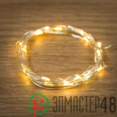 Гирлянда "Роса" 2м 20LED тепл. бел. тонкий батарейный блок NEON-NIGHT 303-006-1