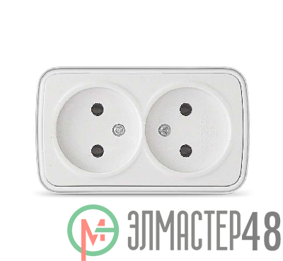 Розетка 2-м ОП Электра 16А IP20 без заземл. бел. Союз 0024