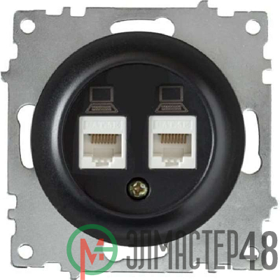 Механизм розетки комп. 2-м СП Florence RJ45 кат.5e черн. 1E20901303 OneKeyElectro 2172818
