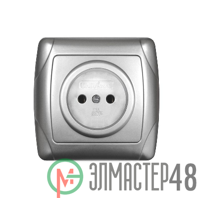 Розетка 1-м СП Маргарита 16А IP20 без заземл. серебр. UNIVersal М0022-S