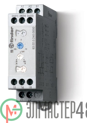 Таймер мультифункциональный 240В AC/DC 2CO 12А 0.05с…10дн. FINDER 830202400000