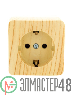 Розетка 1-м ОП VIOLA с заземл. беленый дуб LEZARD 751-5200-122