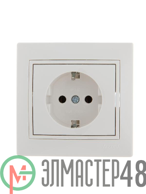 Розетка 1-м СП Мира керам. с заземл. бел./бел. Lezard 701-0202-122
