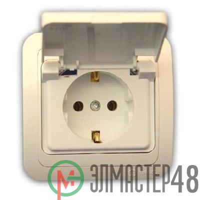 Розетка 1-м СП Mimoza 16А IP20 с крышкой крем./крем. Makel 25009