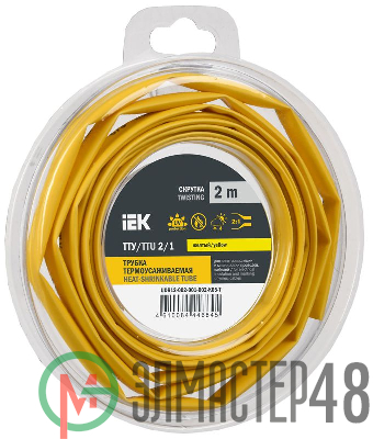 Трубка термоусадочная ТТУ нг-LS 2/1 желт. (уп.2м) IEK UDR12-002-001-002-K05-T