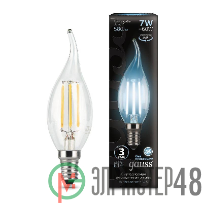 Лампа светодиодная Black Filament Свеча на ветру E14 7Вт 4100К Gauss 104801207
