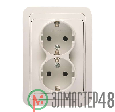 Розетка 2-м СП Mimoza 16А IP20 с заземл. бел./бел. Makel 12082