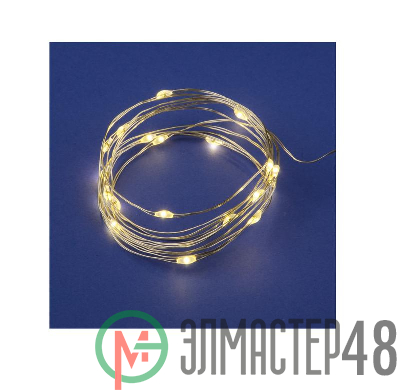 Гирлянда LED на батарейках ULD-S0200-020/SСB/2AA WARM WHITE IP20 DEW 2AA (не в/к) "Роса" 2м 20 диодов тепл.бел. провод медн. Uniel UL-00007183