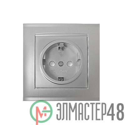 Розетка 1-м СП Бриллиант защ. шторки с заземл. серебр. UNIVersal 7949889
