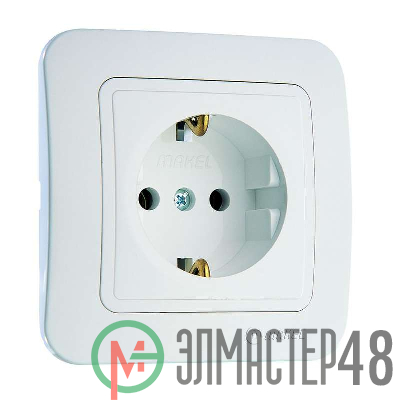 Розетка 1-м СП Lillium 16А IP20 с заземл. бел./бел. Makel 70028