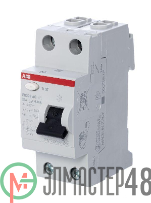 Выключатель дифференциального тока (УЗО) 2п 25А 30мА тип AC FH202 ABB 2CSF202004R1250