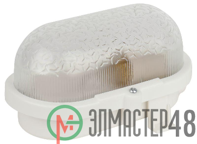 Светильник НБП 01-60-012 с ободком Евро пластик / стекло IP53 E27 max 60Вт 184х115х90 овал бел. ЭРА Б0052016