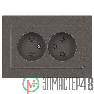 Розетка Accent 6-204-09 2х2P 16А-250В IP20 СУ AL/CU титан Intro Б0063433