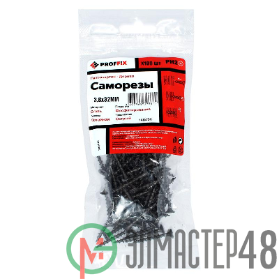 Саморез гипсокартон-дерево 3.8х32 усиленный (TWN) (уп.100шт) пакет Proffix 146424