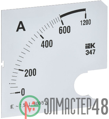 Шкала сменная для амперметра Э47 600/5А-1.5 96х96мм IEK IPA20D-SC-0600