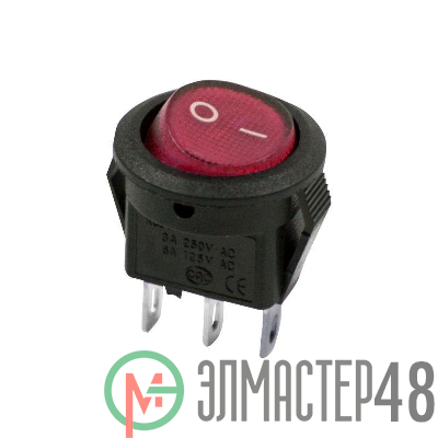 Выключатель клавишный круглый 250В 3А (2с) ON-OFF Micro RWB-105 SC-214 красн. Rexant 36-2511