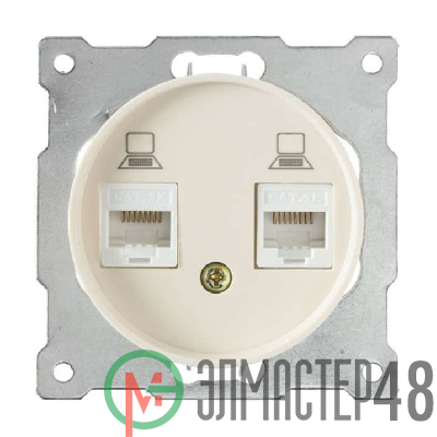Механизм розетки комп. 2-м СП Florence RJ45 кат.5e беж. 1E20901301 OneKeyElectro 2172795