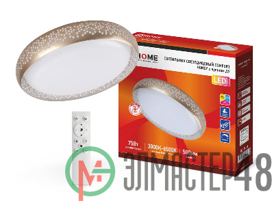 Светильник светодиодный COMFORT HONEY 75Вт 230В 3000-6500К 6000лм 500х120мм с пультом ДУ IN HOME 4690612034843