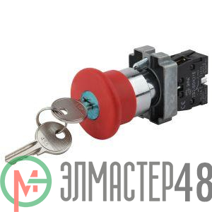 Кнопка LAY5-BS142 "Грибок" d22мм 1р 240В с ключом BBG50-LAY5-K04E красн. ЭРА Б0045637