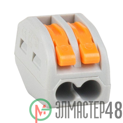 Клемма строительно-монтажная OptiKit СМК 222-412 с рычагом 2 отверстия 0.2-2.5(4.0)кв.мм КЭАЗ 351062