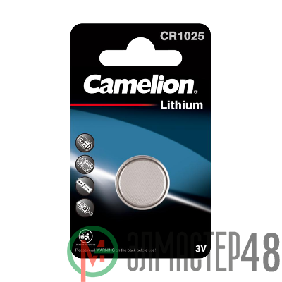 Элемент питания литиевый CR CR1025 BL-1 (блист.1шт) Camelion 5228