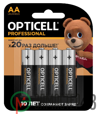 Элемент питания алкалиновый AA/LR6 (блист. 4шт) Professional Opticell 5052001