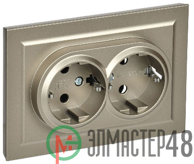Розетка 2-м СП BRITE РС12-3-БрШ 16А в сборе с заземл. без защ. шторок шампань IEK BR-R21-16-K37-F