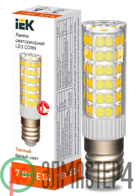 Лампа светодиодная CORN 7Вт капсула 3000К E14 230В керамика IEK LLE-CORN-7-230-30-E14